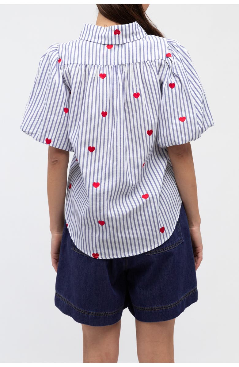 Label of Love Short Sleeve Heart Embroidered Shirt, Alternate, color, Blue