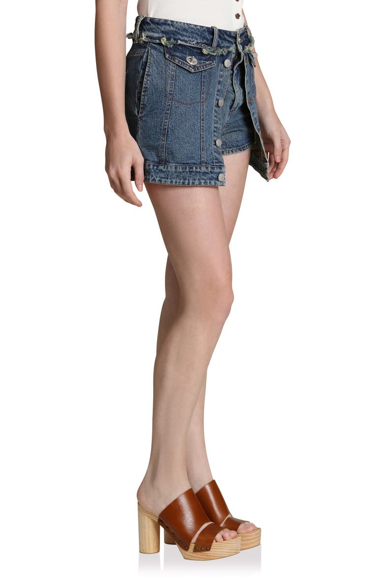 Front Split Denim Miniskort, Alternate, color, BALLPOINT WASH