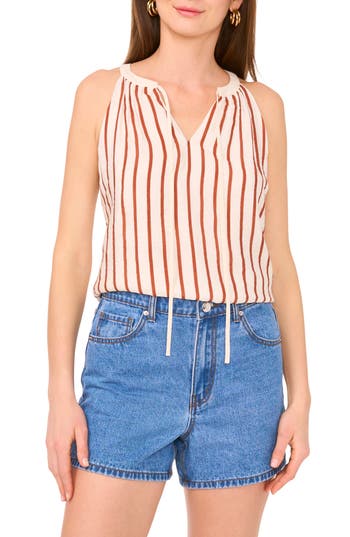 Vince Camuto Sleeveless Tie Neck Top In Red