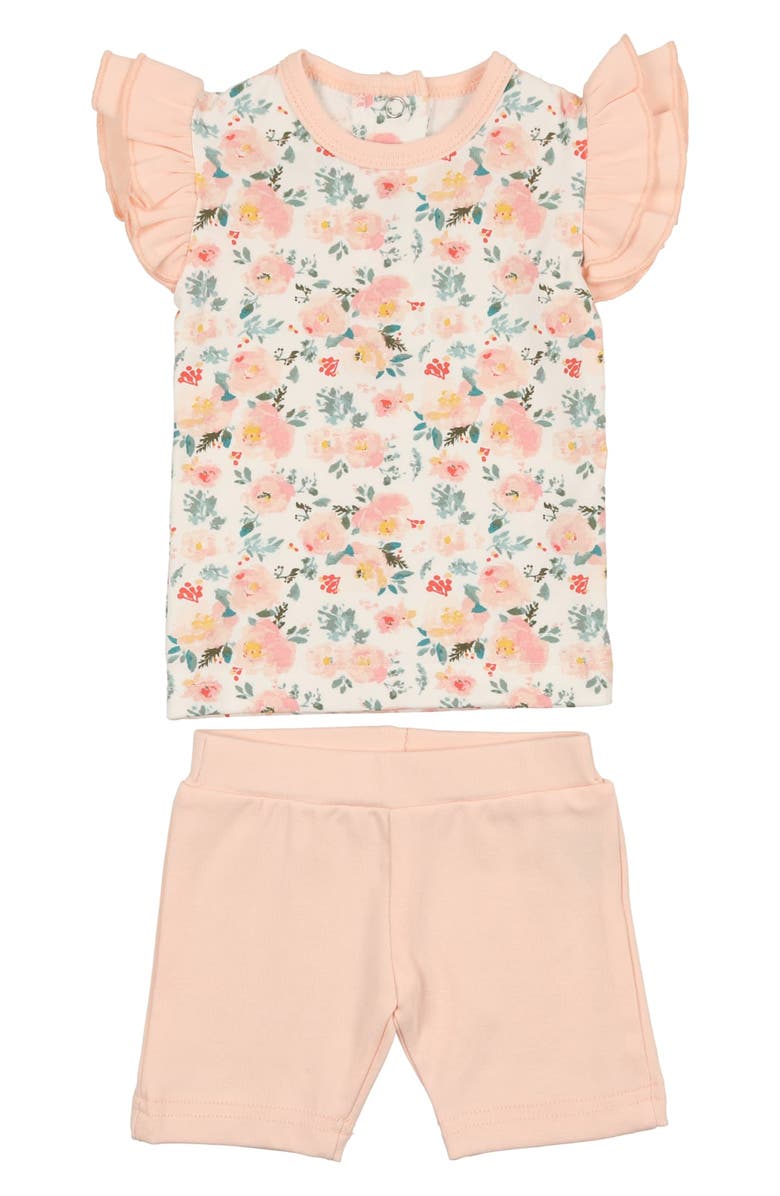 Manière Floral Print Top & Shorts Set, Main, color, White Multi