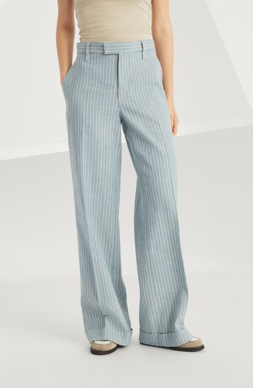 Brunello Cucinelli Loose Flared Trousers In Avio Blue