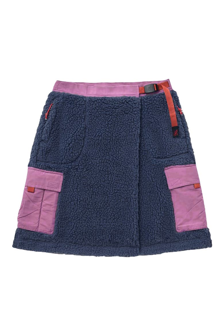 Benette Faux Shearling Skirt, Alternate, color, PURPLE NAVY