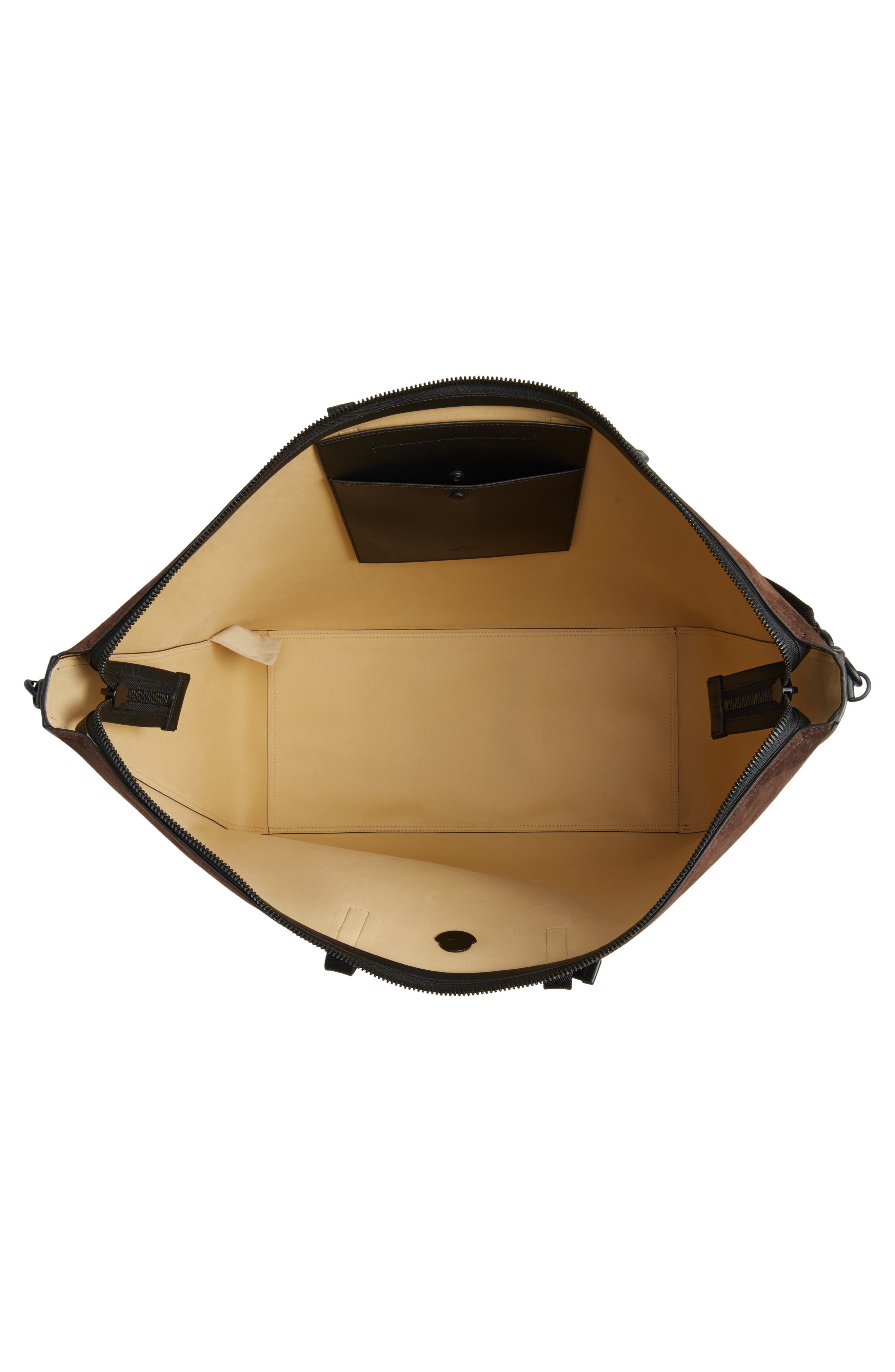 Moncler Carlo Suede Duffle Bag, Alternate, color, Chocolate