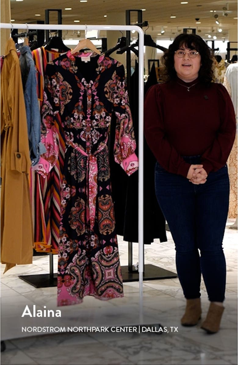 Nora Print Long Sleeve Maxi Shirtdress, sales video thumbnail