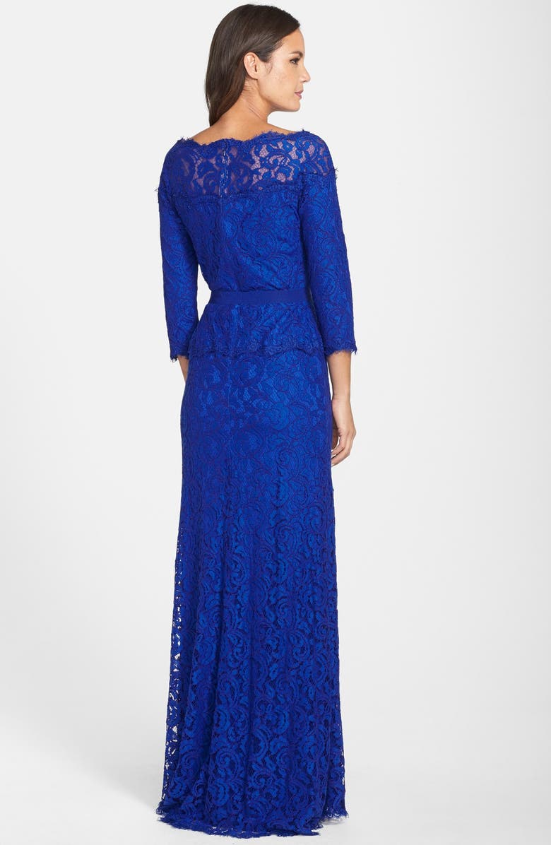 Tadashi Shoji LACE GOWN W SLV, Alternate, color, 