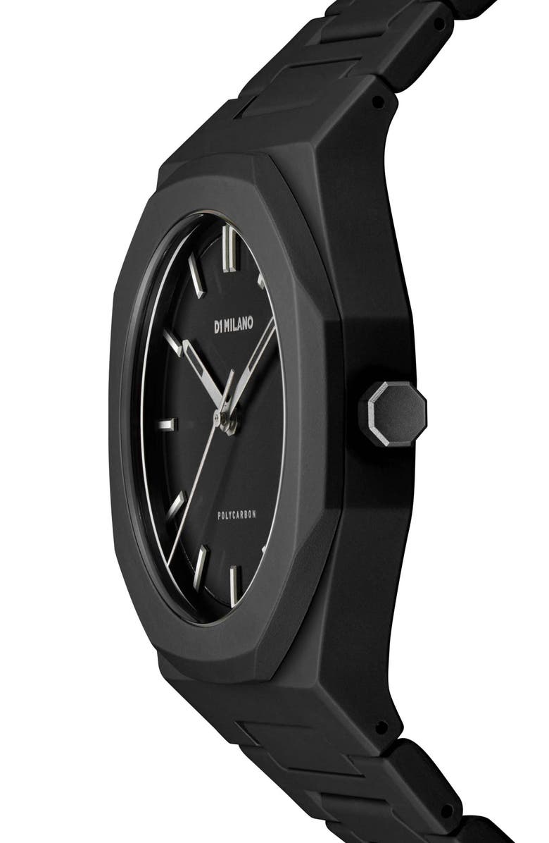 D1 Milano Cloudburst Polycarbon Bracelet Watch, 40.5mm, Alternate, color, Black