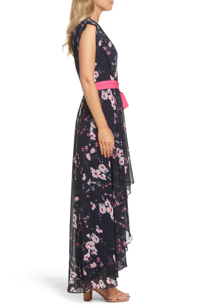 Eliza J High/Low Floral Faux Wrap Maxi Dress, Alternate, color, 