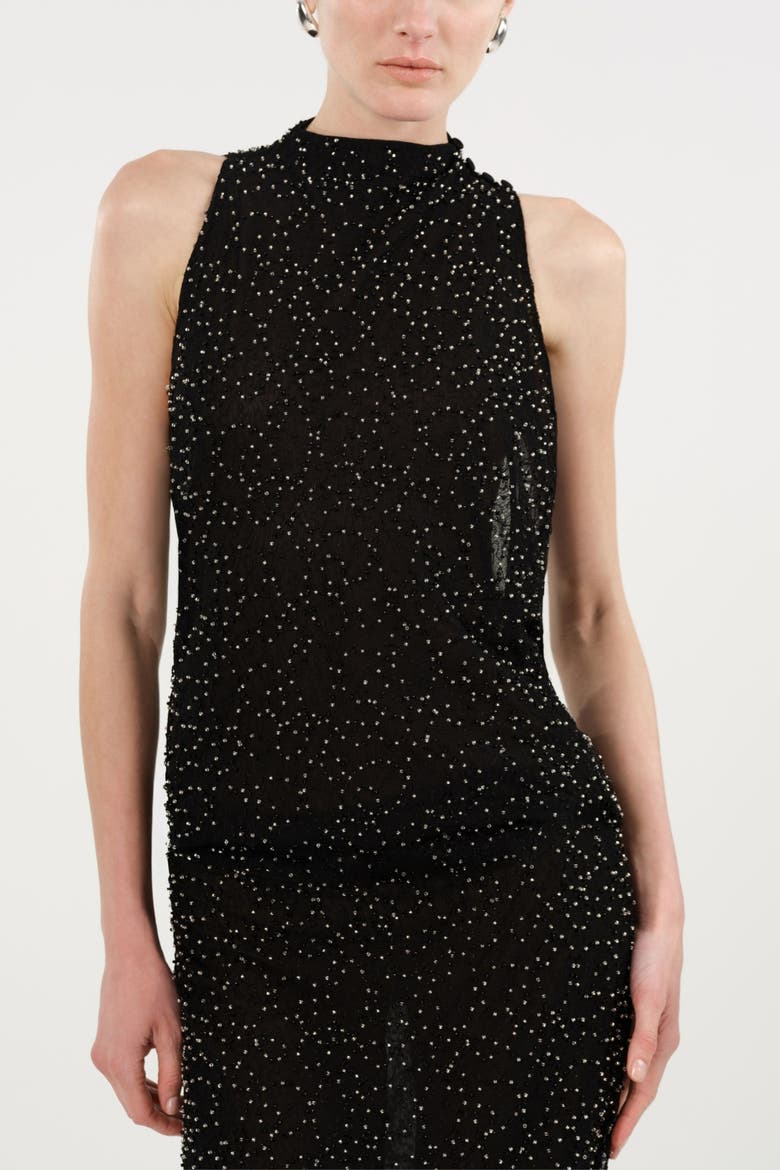 Stone-Embellished Maxi Dress, Alternate, color, Black