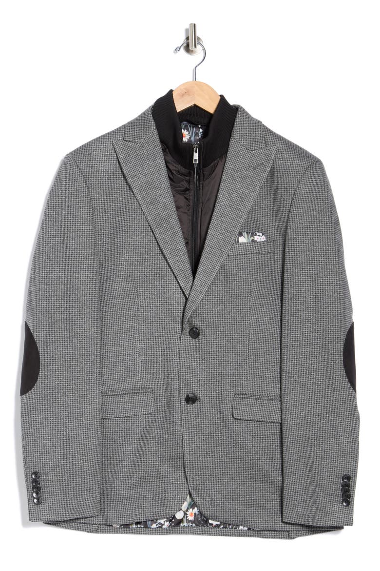 Peak Lapel Sport Coat with Removable Dickey, Alternate, color, BLACK/ NOIR