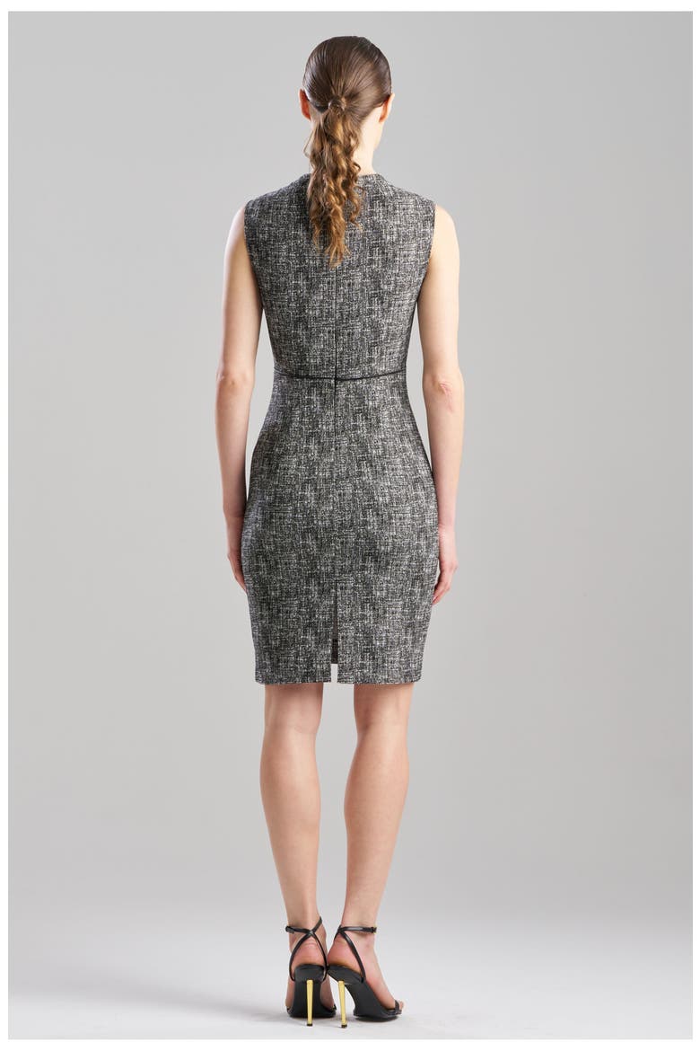Double Weave Jqd Square Neck Sheath Dress, Alternate, color, BLACK/WHITE