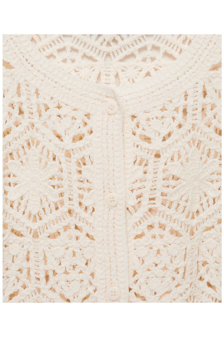Crochet Cotton Blend Cardigan, Alternate, color, ECRU