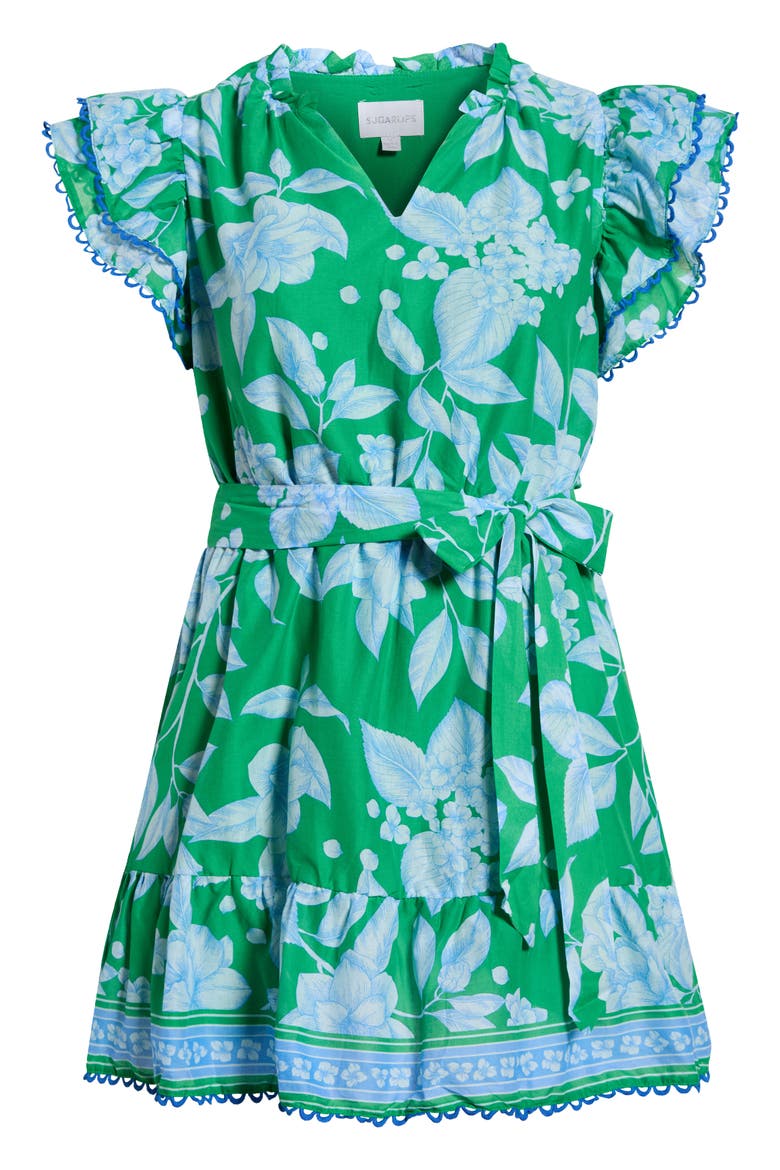 Verbena Floral Eriny Ruffle Minidress, Alternate, color, KELLY-BLUES