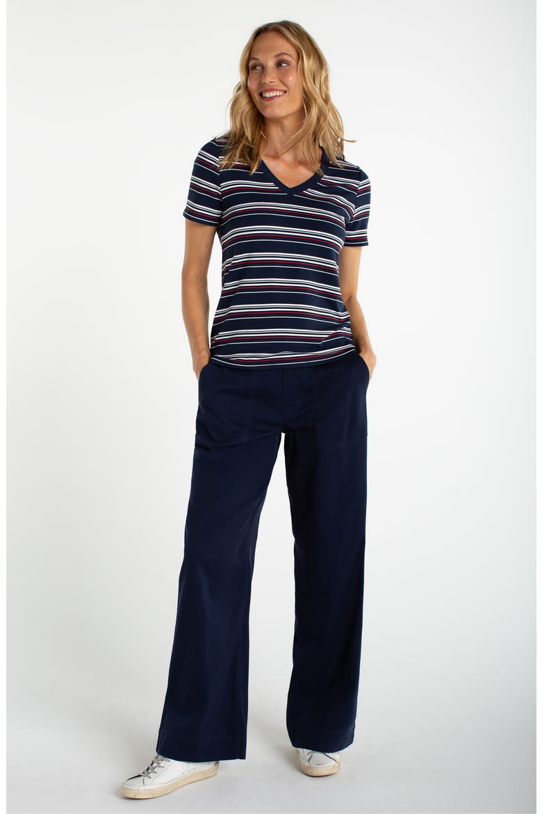 Short Sleeve V-Neck T-Shirt, Alternate, color, DARK NAVY/ WHITE/ RED STRIPE