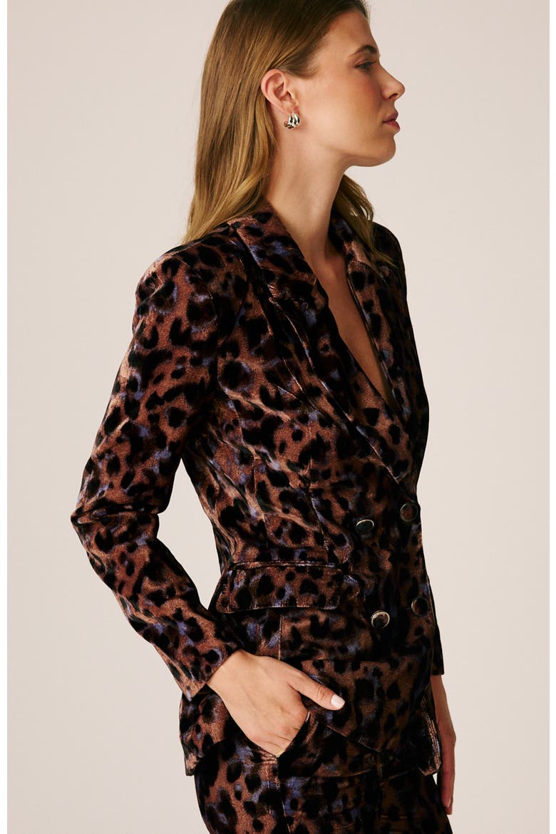 Printed Velvet Blazer, Alternate, color, Leopard