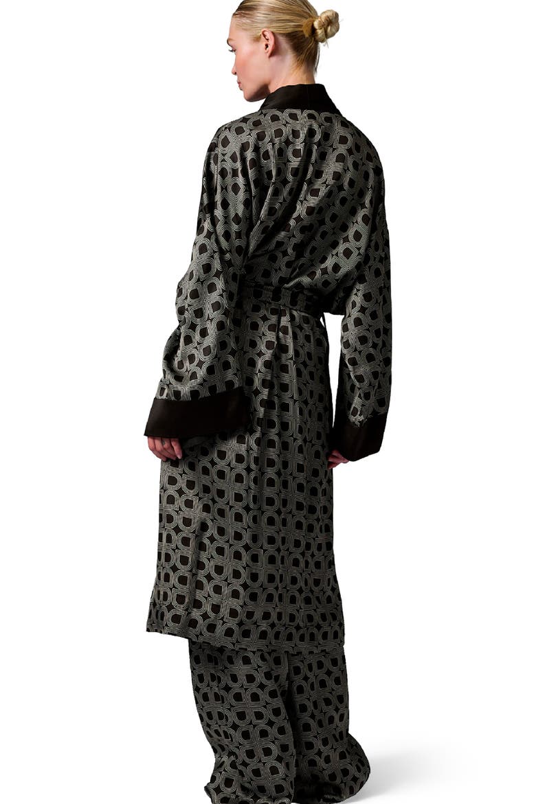Rani Geometric Print Maxi Length Robe, Alternate, color, Black