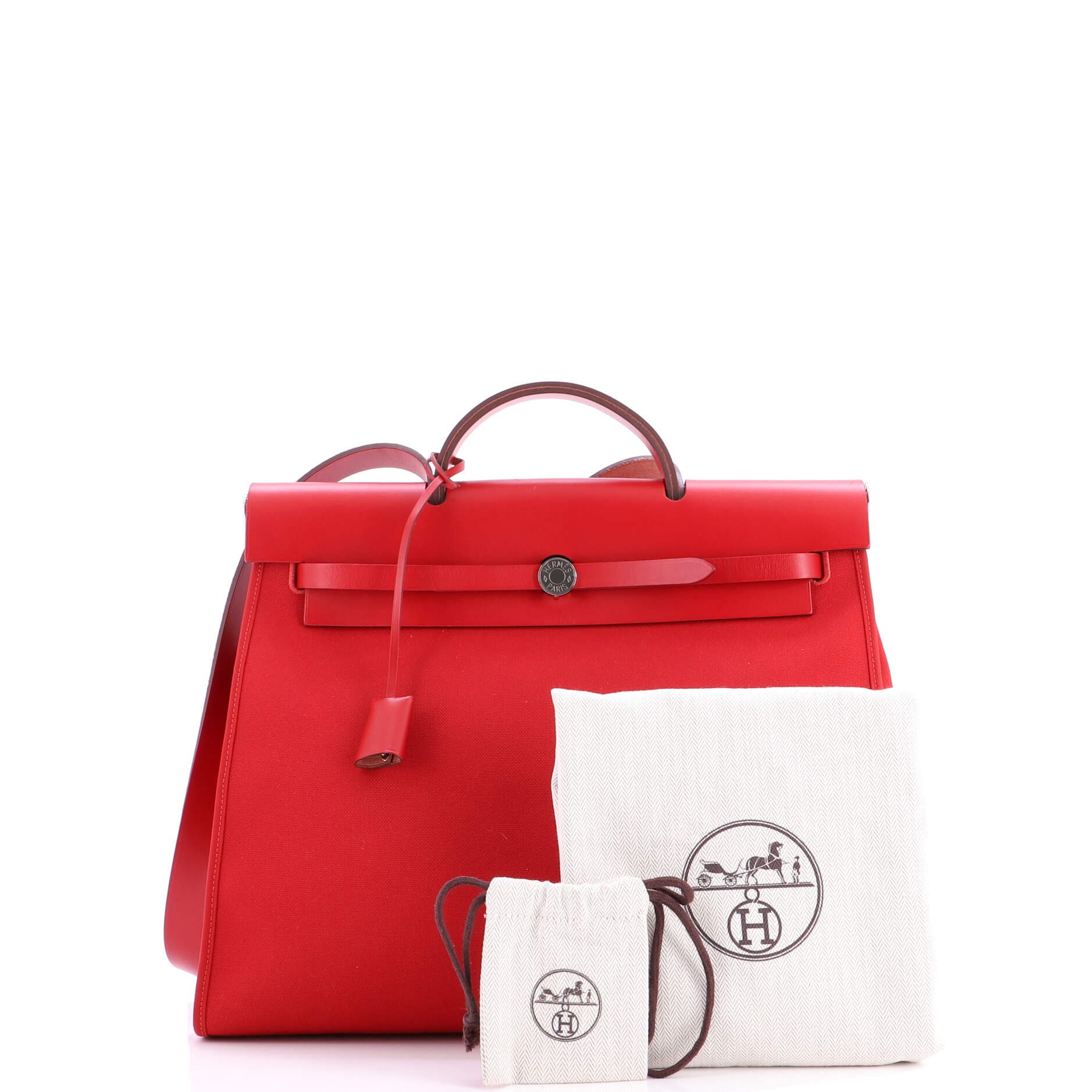 Pre-Owned Hermes Herbag Zip Leather and Toile 39, Alternate, color, 