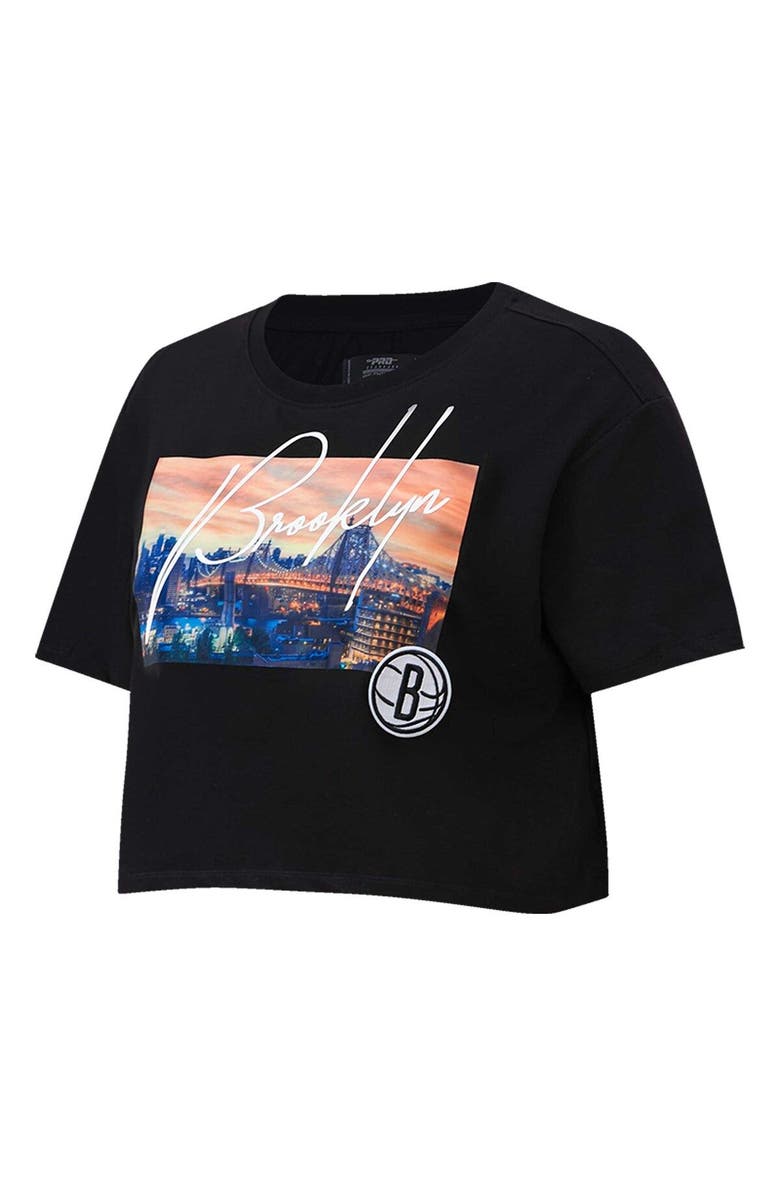 PRO STANDARD Women's Pro Standard Black Brooklyn Nets Cityscape Crop Boxy T-Shirt, Alternate, color, 