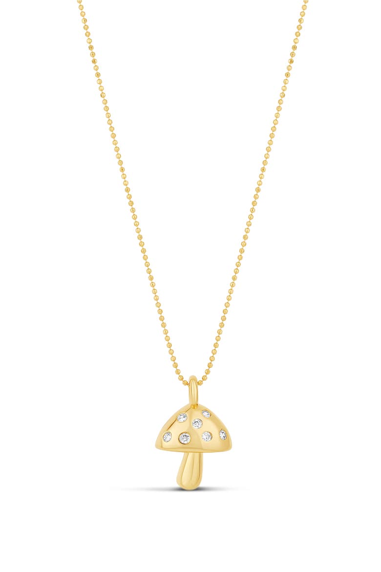 Mushroom Charm Necklace, Main, color, GOLD