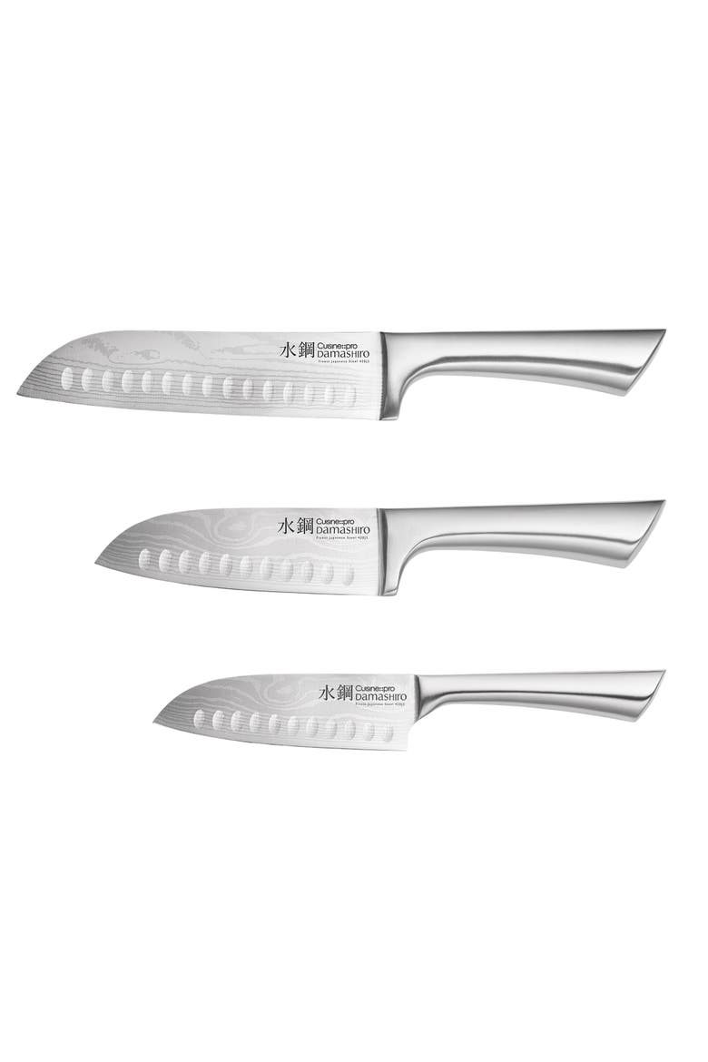Damashiro® 3-Piece Santoku Knife Set, Main, color, Silver