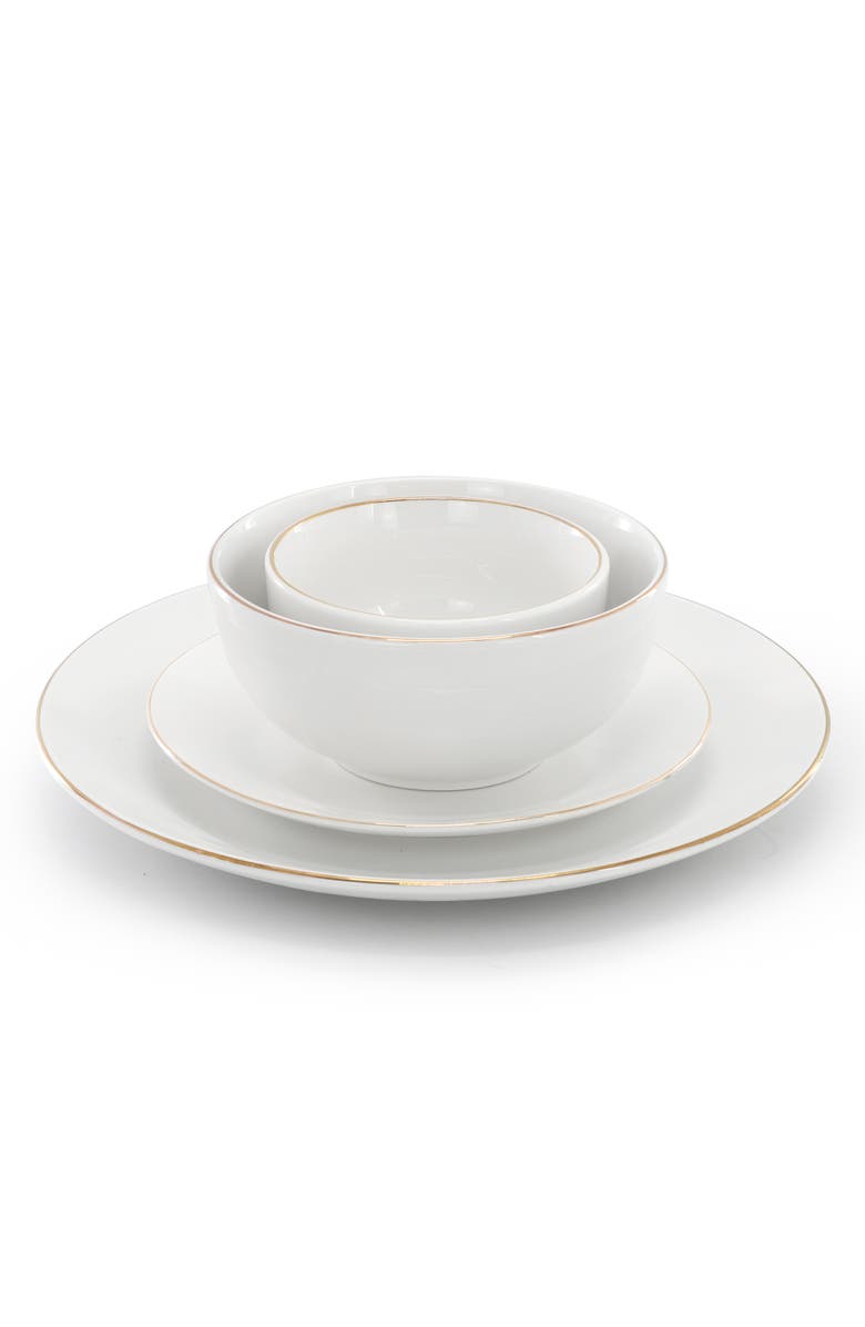 Gibson Home Ogalla 30 Piece Gold Banded Fine Ceramic Dinnerware Set, Alternate, color, White