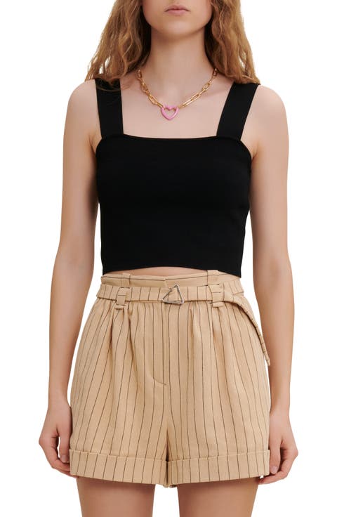 Knitted crop top with straps