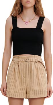 maje Knitted crop top with straps