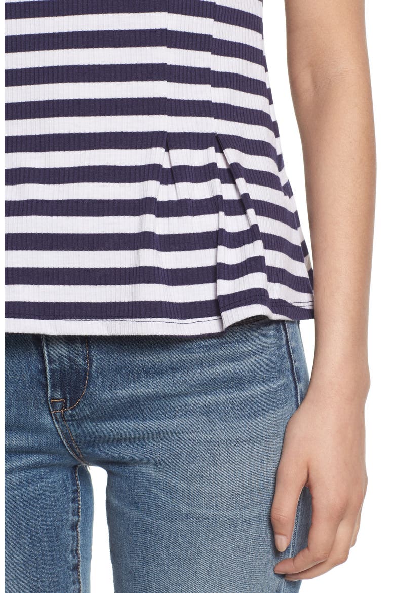 Stripe Peplum Tee, Alternate, color, NAVY/ WHITE STRIPE