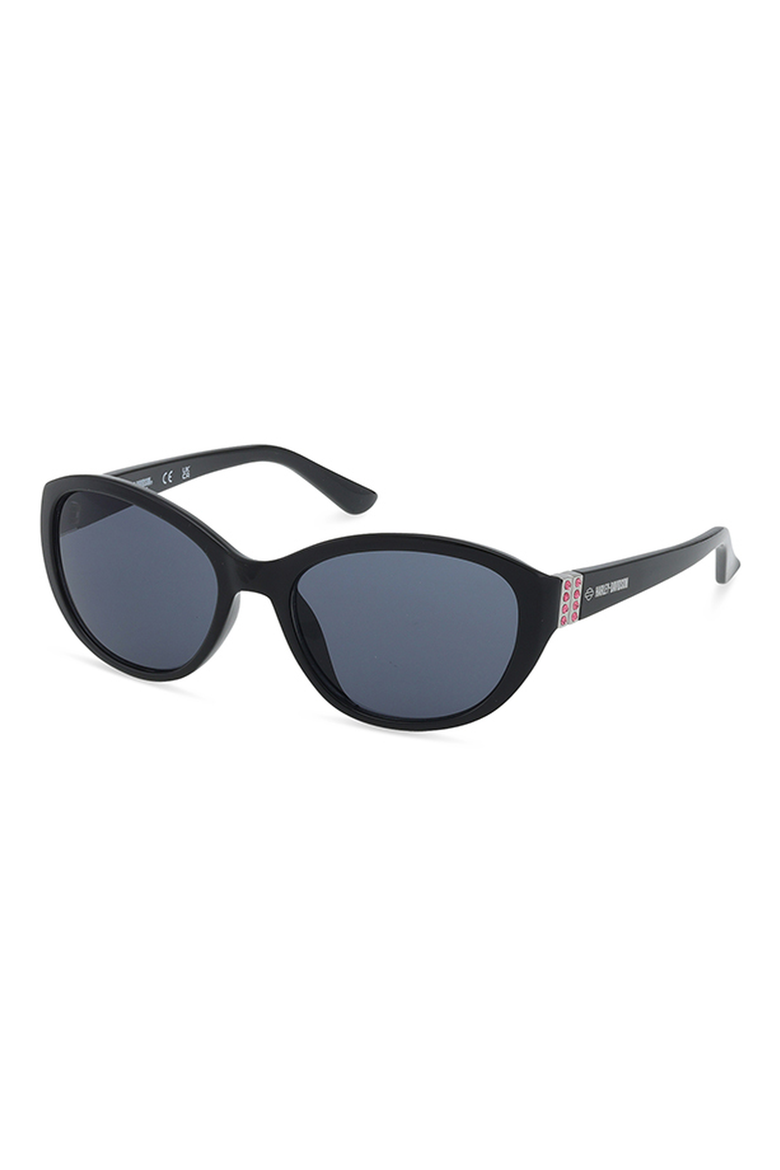 Oval Acetate Sunglasses, Main, color, Shiny Black / Smoke