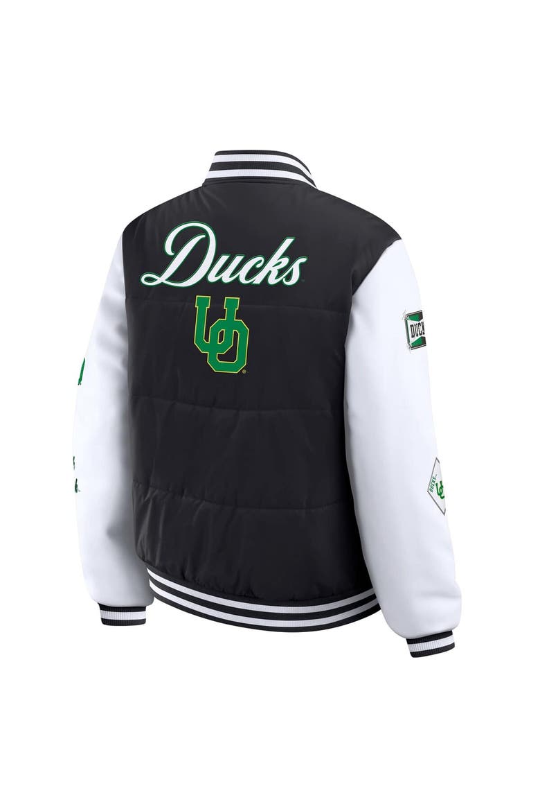 Women's WEAR by Erin Andrews  Black Oregon Ducks Varsity Puffer Jacket, Alternate, color, Black