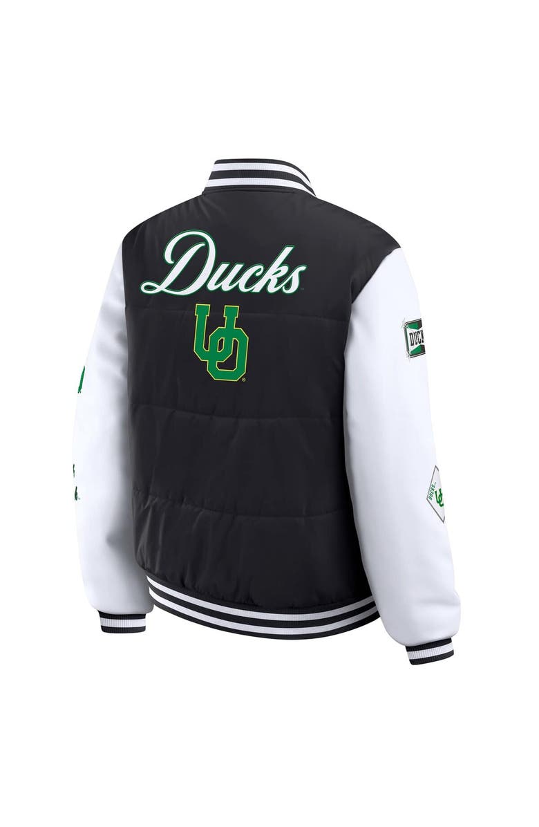 WEAR by Erin Andrews Women's WEAR by Erin Andrews  Black Oregon Ducks Varsity Puffer Jacket, Alternate, color, Black