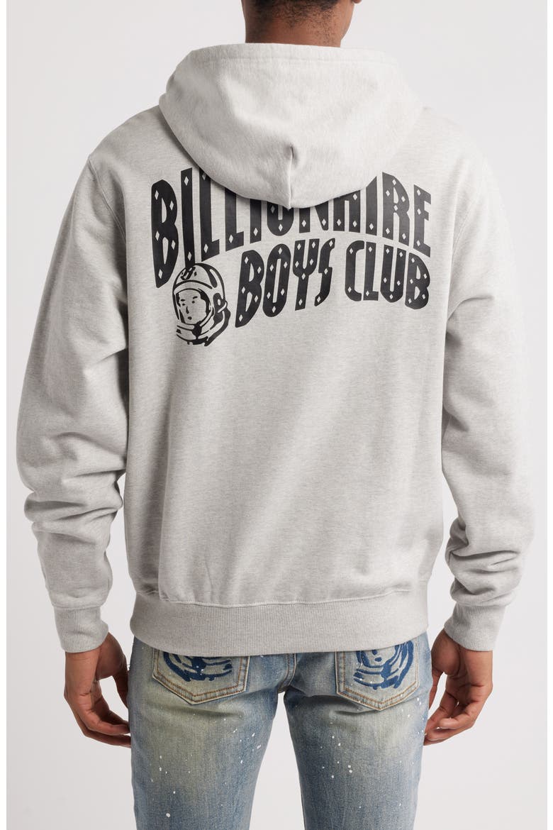 Arch Logo Graphic Hoodie, Alternate, color, HEATHER GREY