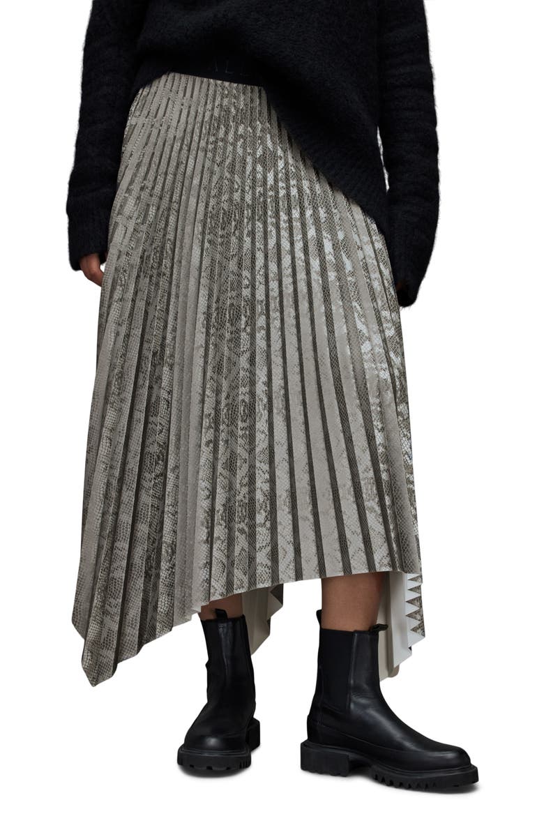 Phia Snakeskin Print Maxi Skirt, Main, color, SILVER