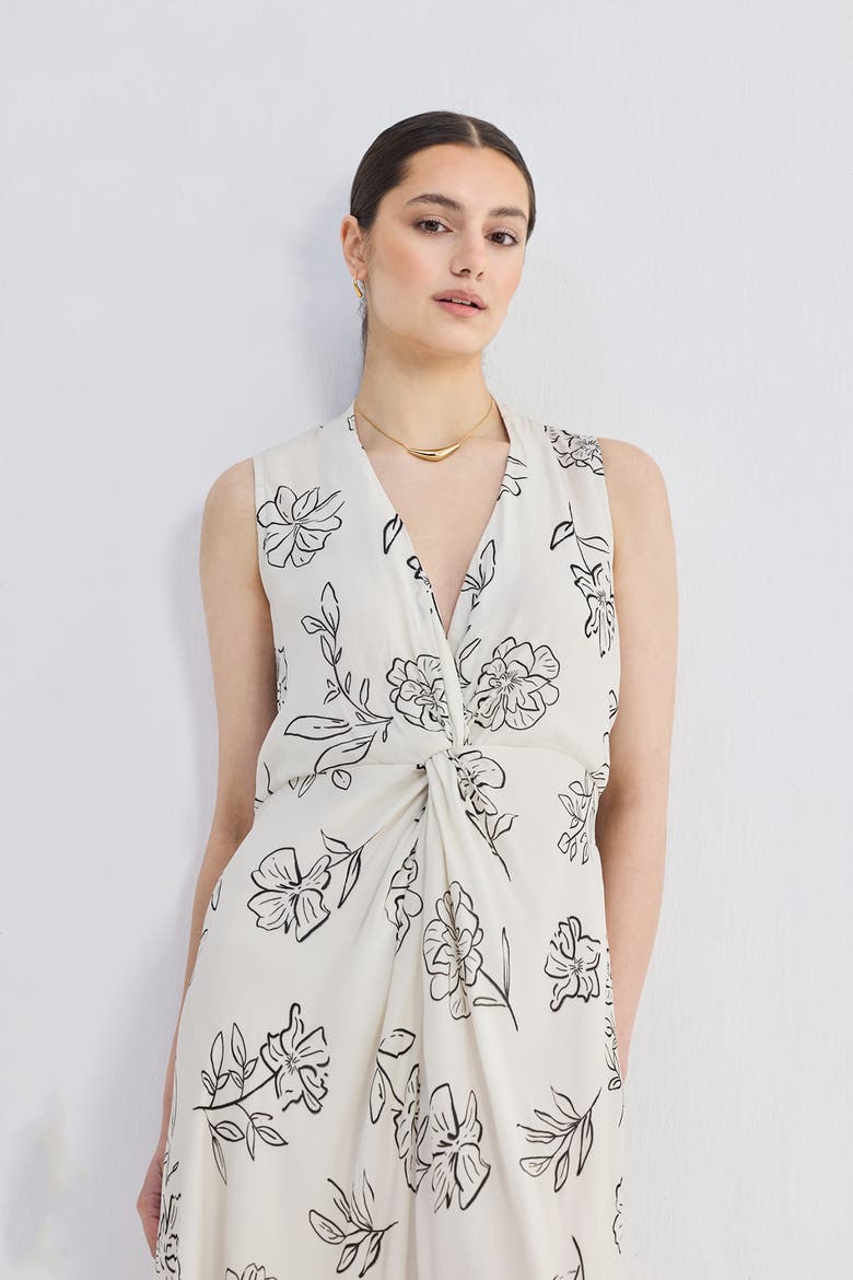 Front Twist Maxi Dress in Florals, Alternate, color, Black Florals