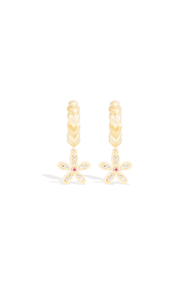 Juju Flower Charm Huggie, Main, color, Gold