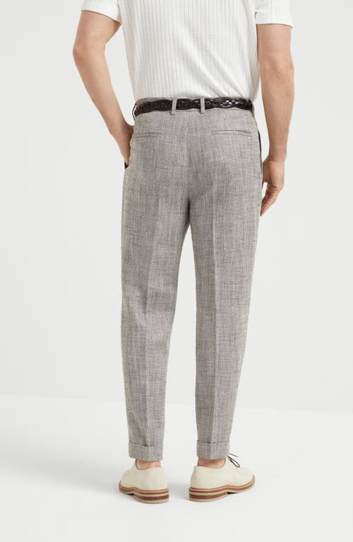 Brunello Cucinelli Straight Trousers With Belt Loops And Cuffed Hem In Brown