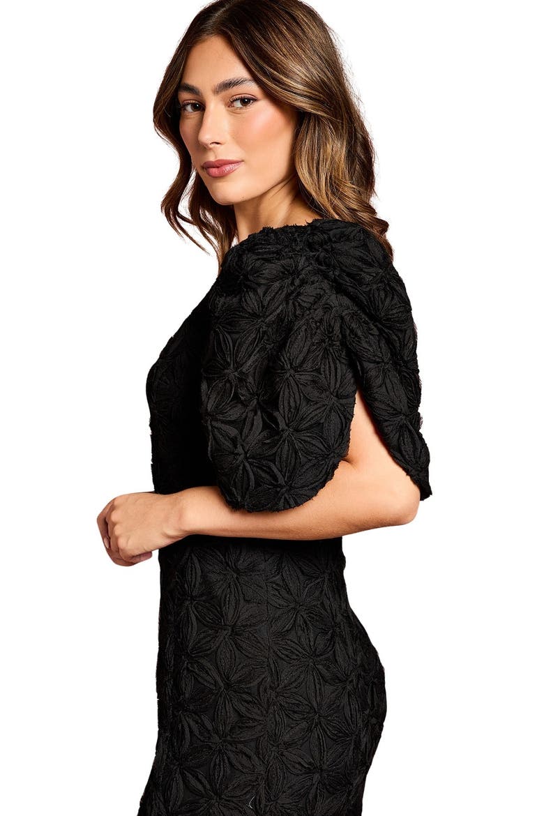 Floral Pleated Sleeve Pencil Dress, Alternate, color, Black