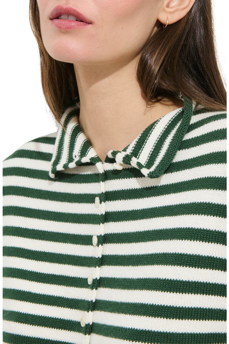 Taylor Stripe Cotton & Cashmere Cardigan, Alternate, color, FOREST/IVORY