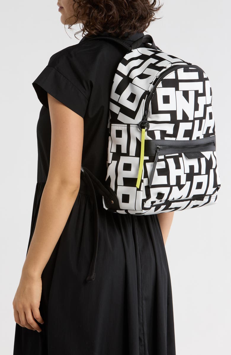 Longchamp Le Pliage Medium Backpack, Alternate, color, Black/ White