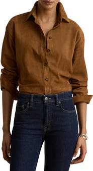 Lauren Ralph Lauren Suede Long Sleeve Shirt