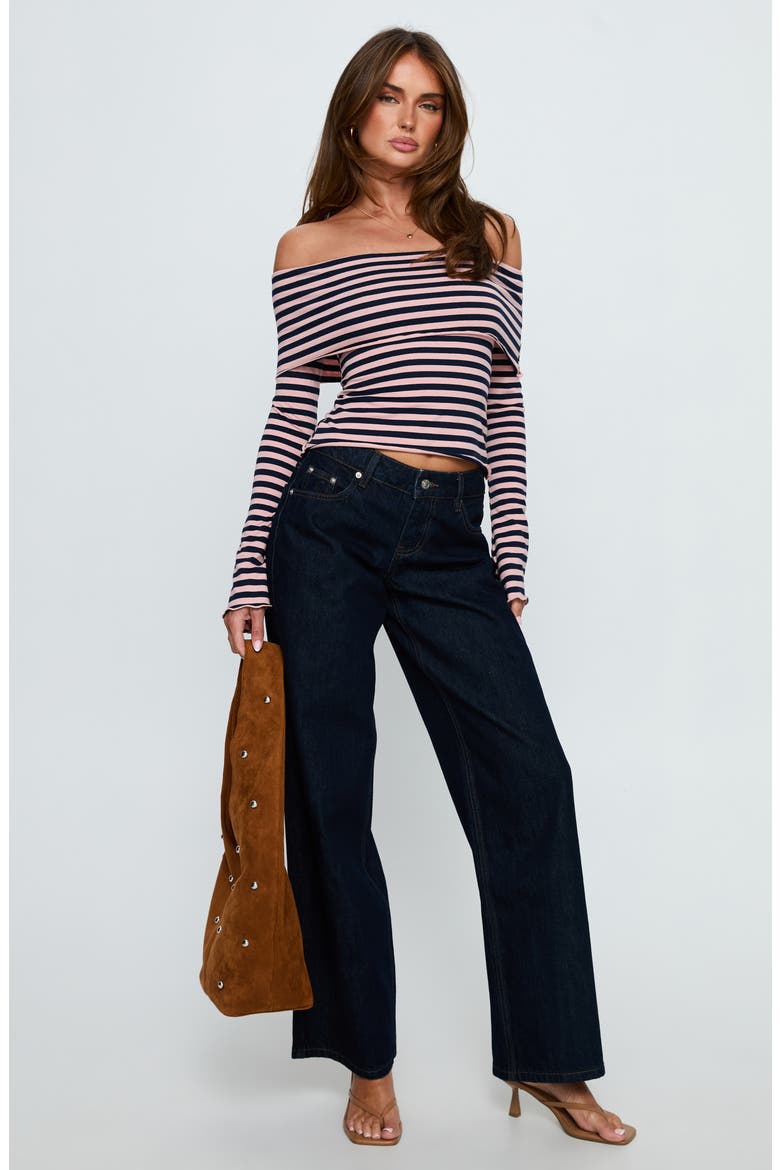 Janicia Stripe Off the Shoulder Knit Top, Alternate, color, PINK STRIPE