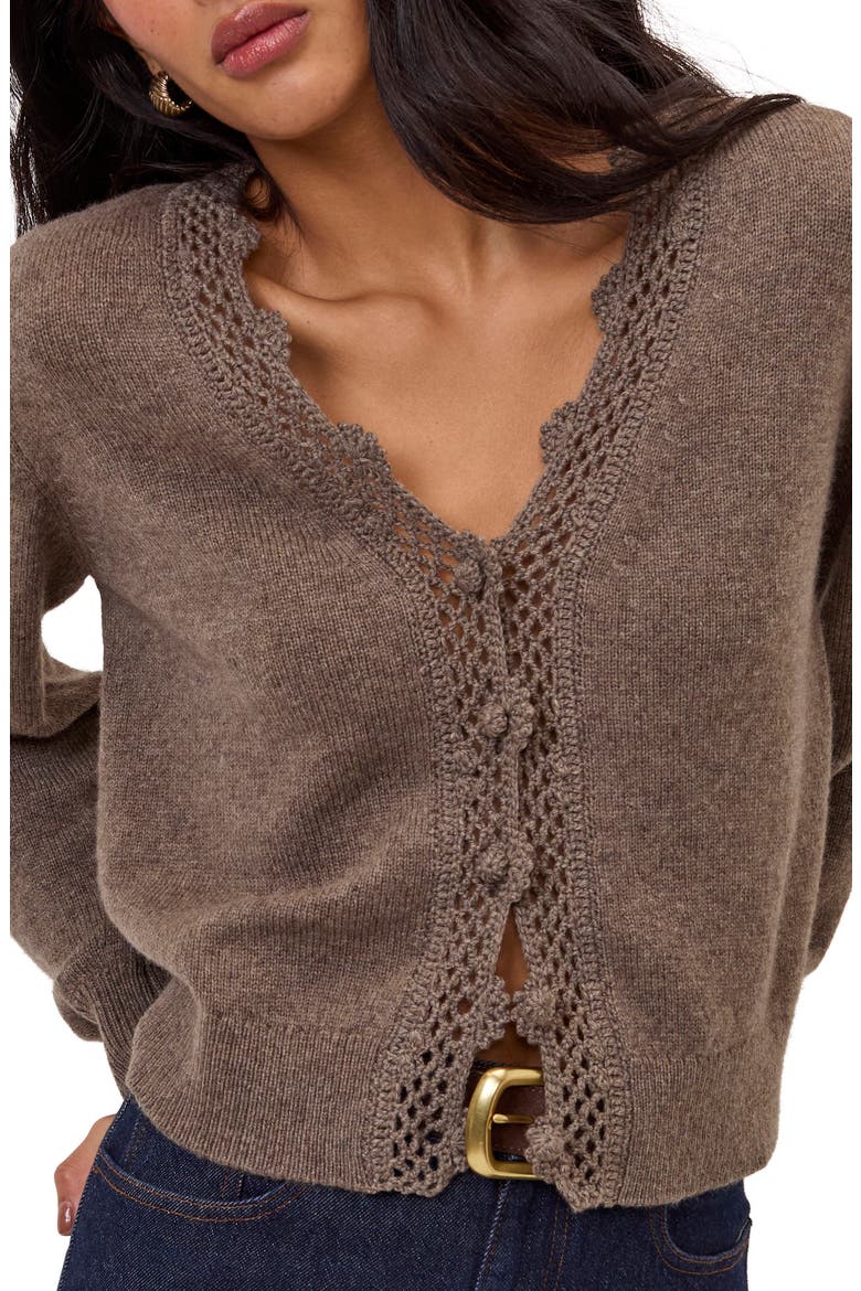 Openwork Trim Wool Blend Cardigan, Main, color, GREY