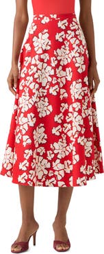 Akris punto Papercut Flower Stretch Denim Midi Skirt