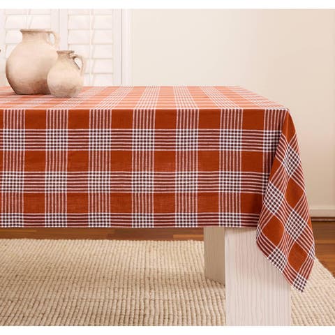 Linen Table Throw - Glen Check, 52" x 52" Inch