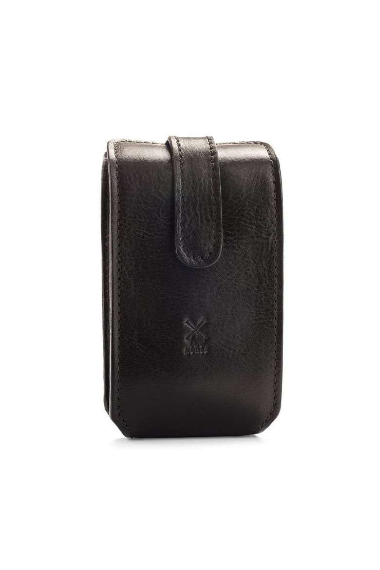 Black Leather Travel Razor & Shaving Brush Case, Main, color, Black