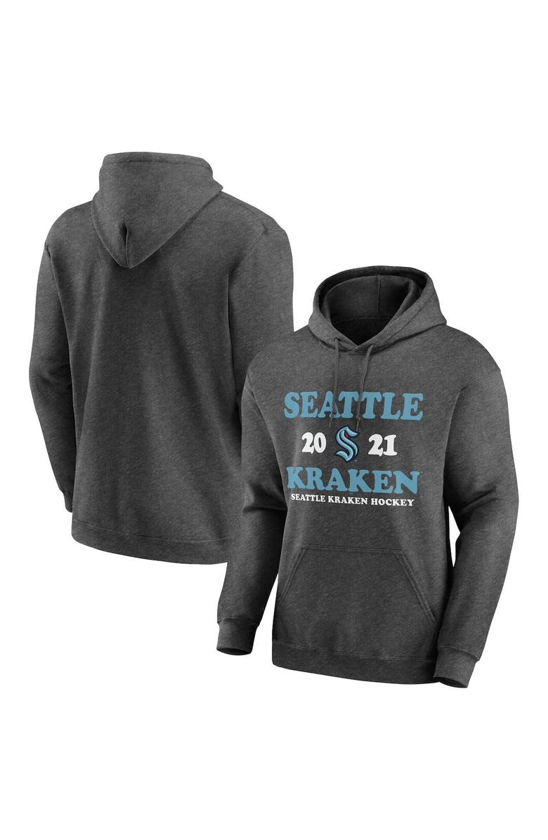 Fanatics Brands - White Label Men's Heathered Charcoal Seattle Kraken Fierce Competitor Pullover Hoodie, Main, color, 