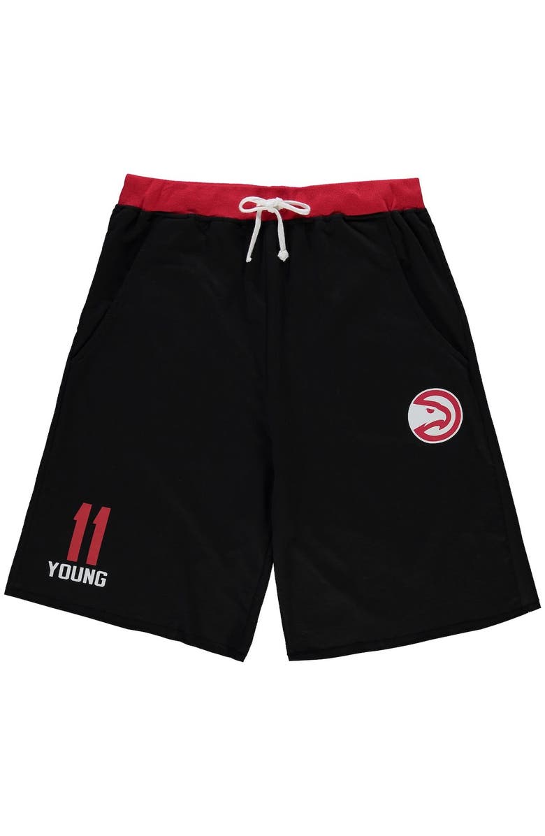PROFILE Men's Trae Young Black Atlanta Hawks Big & Tall French Terry Name & Number Shorts, Main, color, 