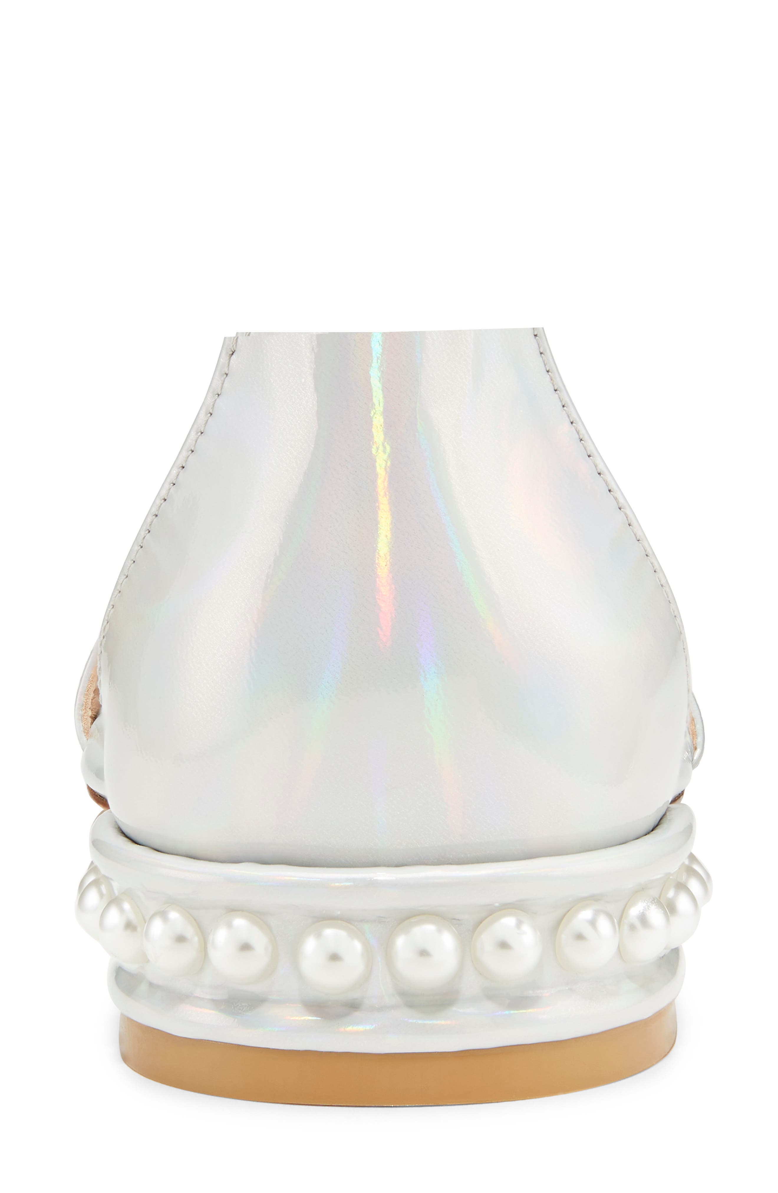 Nudistcurve Imitation Pearl Flat Sandal, Alternate, color, NACAR