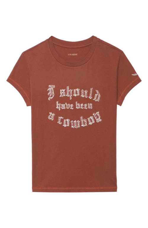 Zadig & Voltaire Walk Cowboy Embroidered T-shirt In Brown