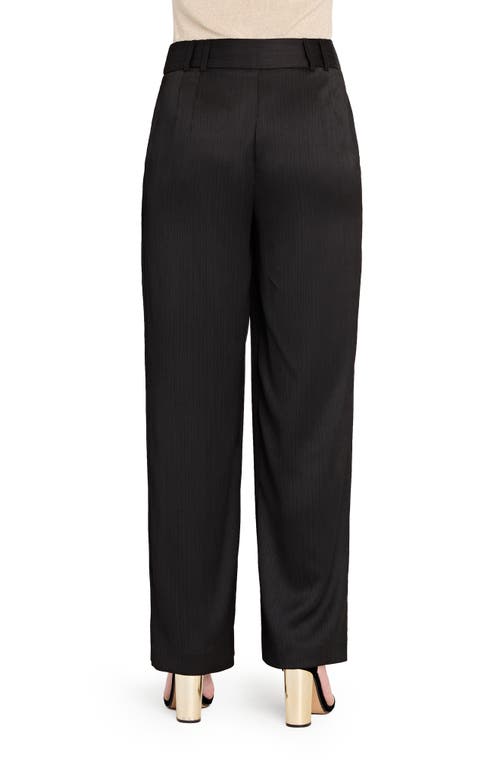 Tahari Asl Crinkled Satin Wide Leg Pants In Black