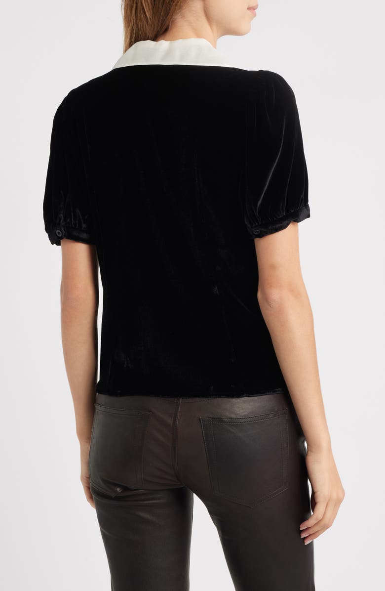 FRAME The Sailor Velvet Button-Up Top, Alternate, color, Black